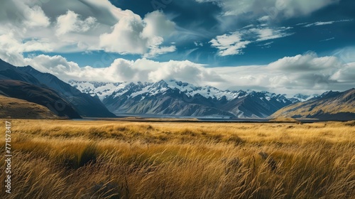 New Zealand scenic mountain landscape shot at Mount Cook National Park.