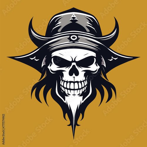 retro pirate skull head vector design