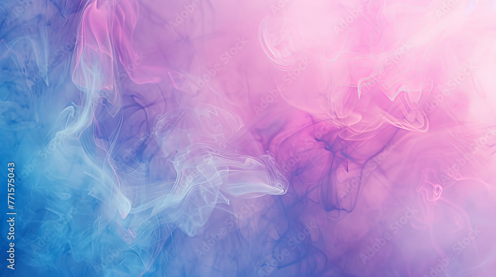 Smooth Flowing Watercolor Abstract Background with Smoke and Light Texture in Blue and Pink Design