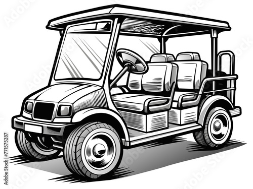 Highly detailed vector of a golf car.