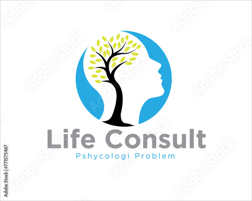 life consulting logo designs for medical service with tree life figure in the head