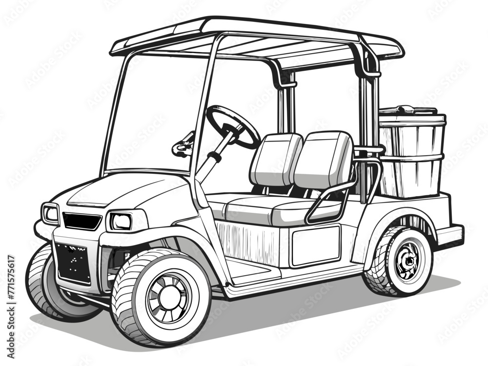 Highly detailed vector of a golf car.