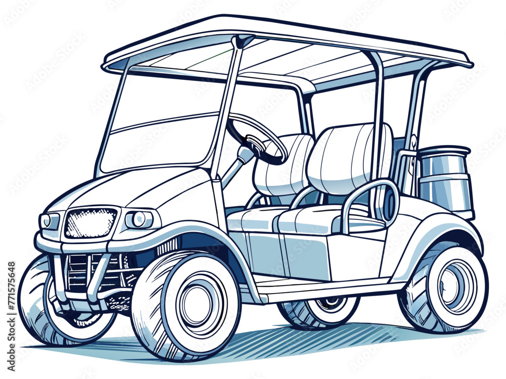 Highly detailed vector of a golf car. Highly detailed vector of a golf car.