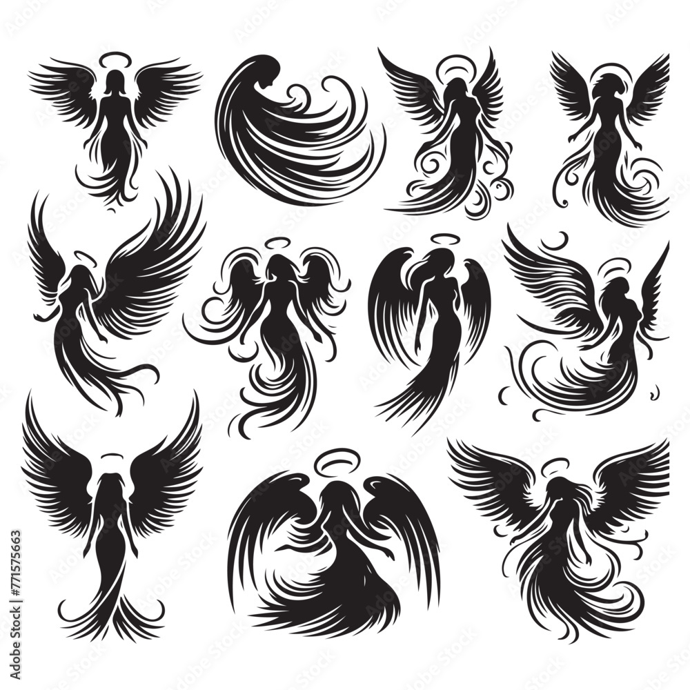 Obraz premium Silhouette set of Angel