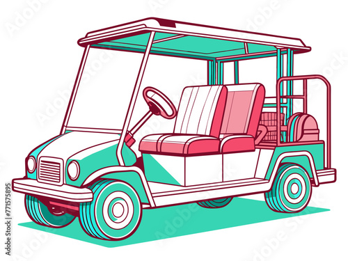 Highly detailed vector of a golf car.