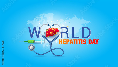 World Liver day awareness concept. Liver with medical stethoscope for Liver safety and health care.