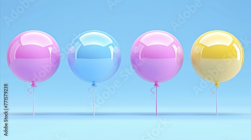 Colorful Balloons Against a Sky Blue Background