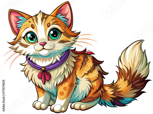 Highly detailed vector of a cute cat.