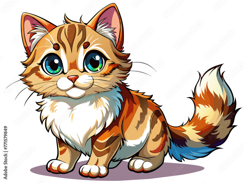 Fototapeta premium Highly detailed vector of a cute cat.