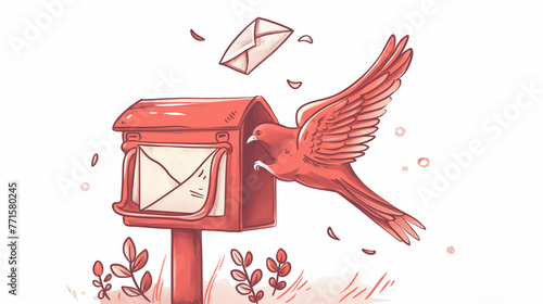 Pombo correio em uma caixa de correio - ilustração vermelha photo
