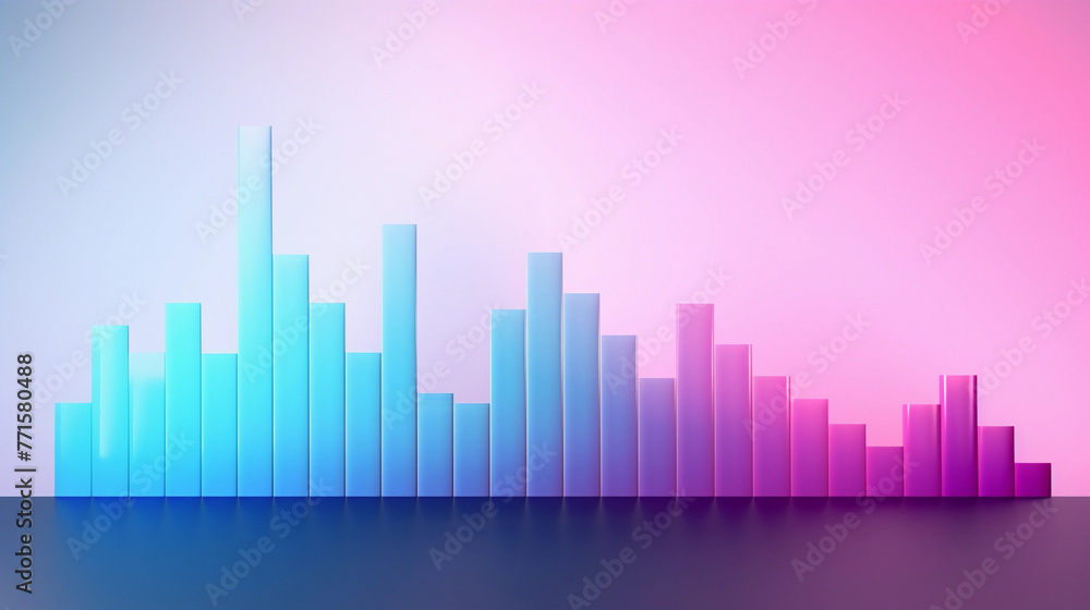 Isolated Close-up Baby Blue and Pink Bar Chart