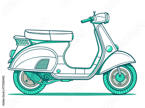 Highly detailed vector of a vintage scooter.