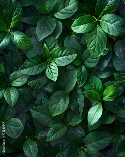 green plant leaves top view. Floral background © Spyrydon