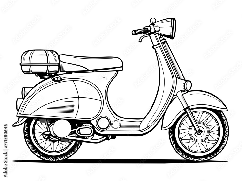 Obraz premium Highly detailed vector of a vintage scooter.