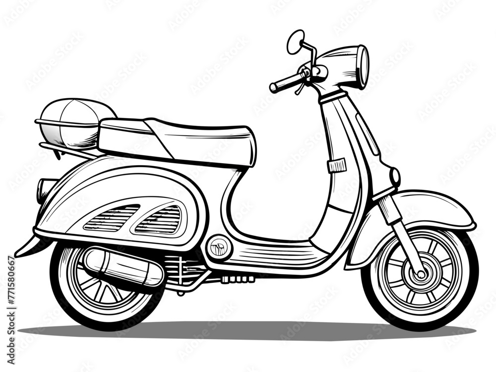 Fototapeta premium Highly detailed vector of a vintage scooter.