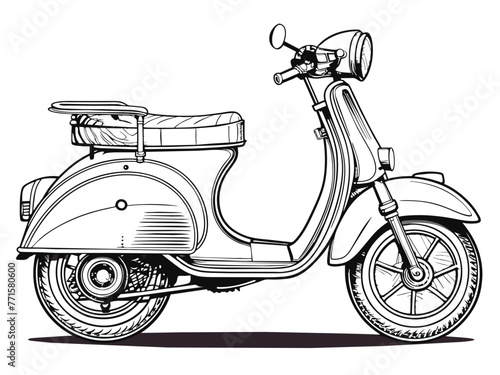 Highly detailed vector of a vintage scooter.