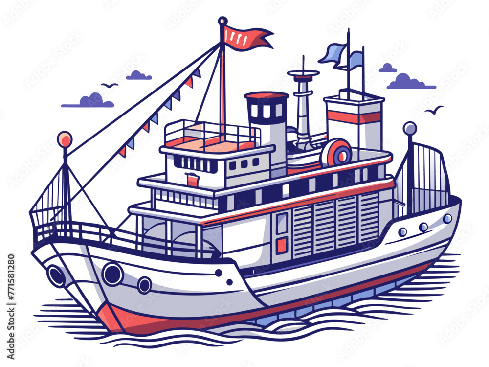 Obraz premium Highly detailed vector of a ship.