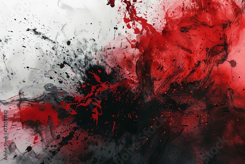 Abstract background with red and black paint spray elements, artistic illustration