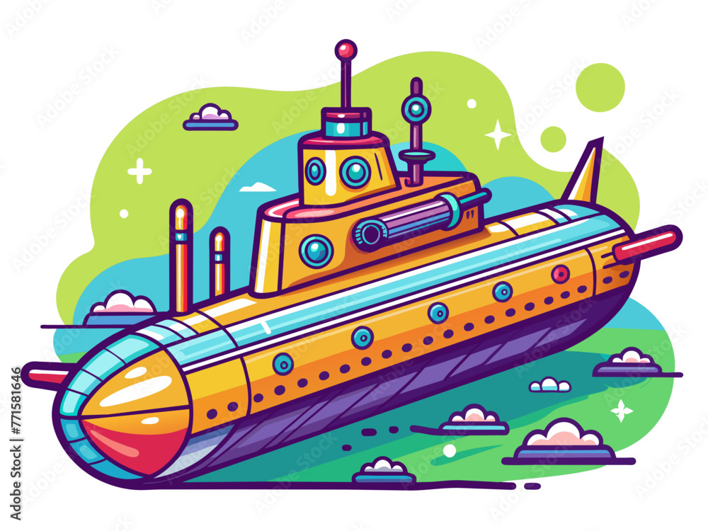 Highly detailed vector of a submarine.