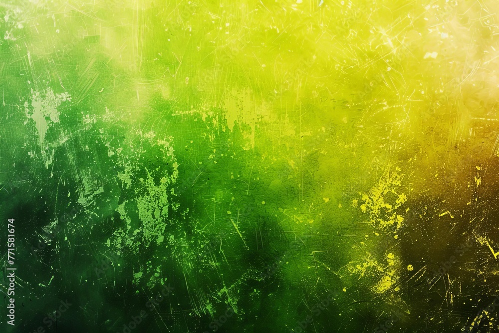 Abstract background with green, lime, and yellow gradient, grainy grunge texture, bright and shining effect