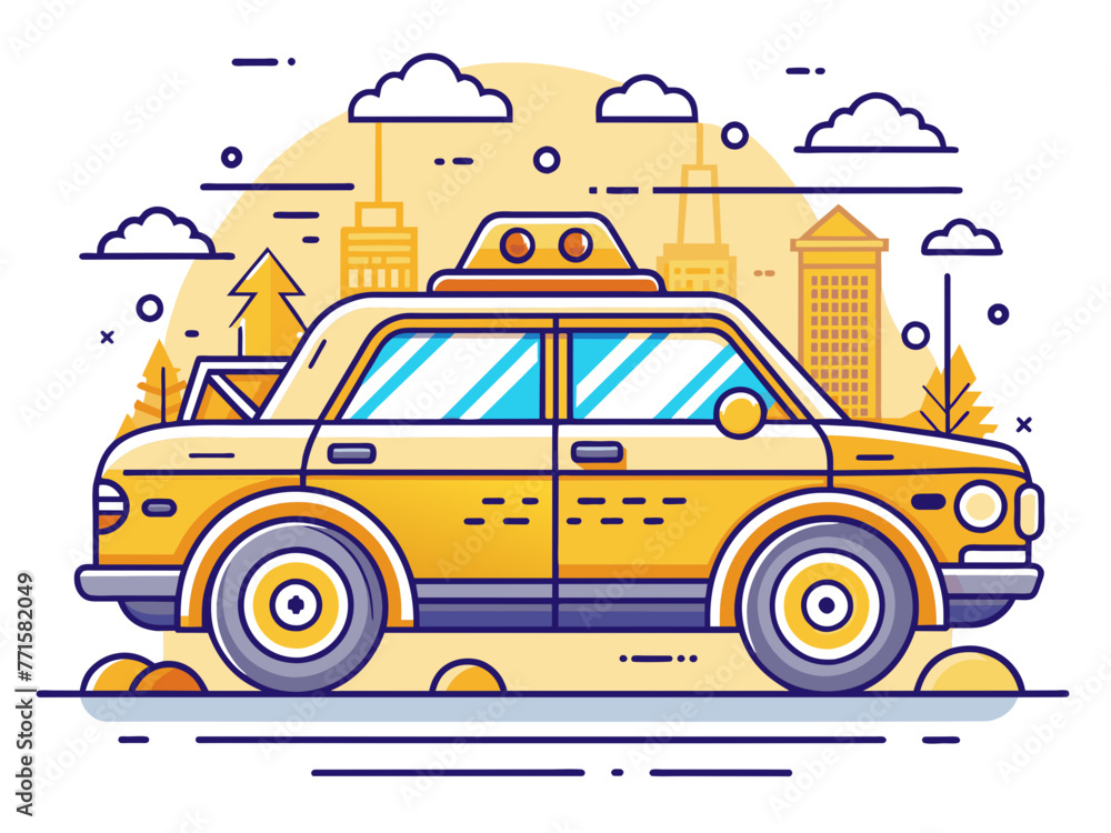 Naklejka premium Highly detailed vector of a taxi.