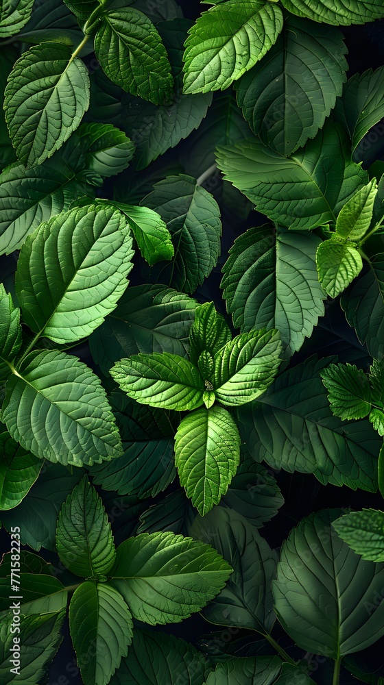 green plant leaves top view. Floral background green plant leaves top view. Floral background