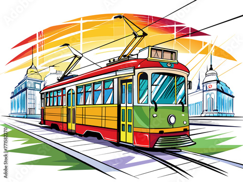 Highly detailed vector of a tram.