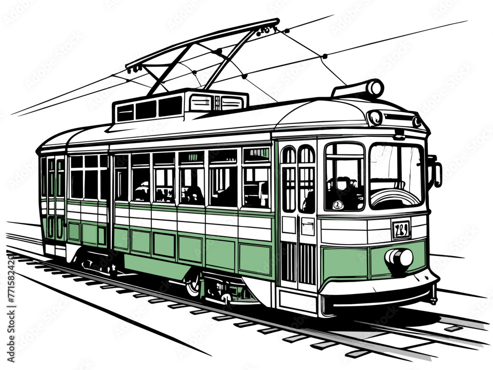 Highly detailed vector of a tram.