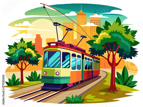 Highly detailed vector of a tram.