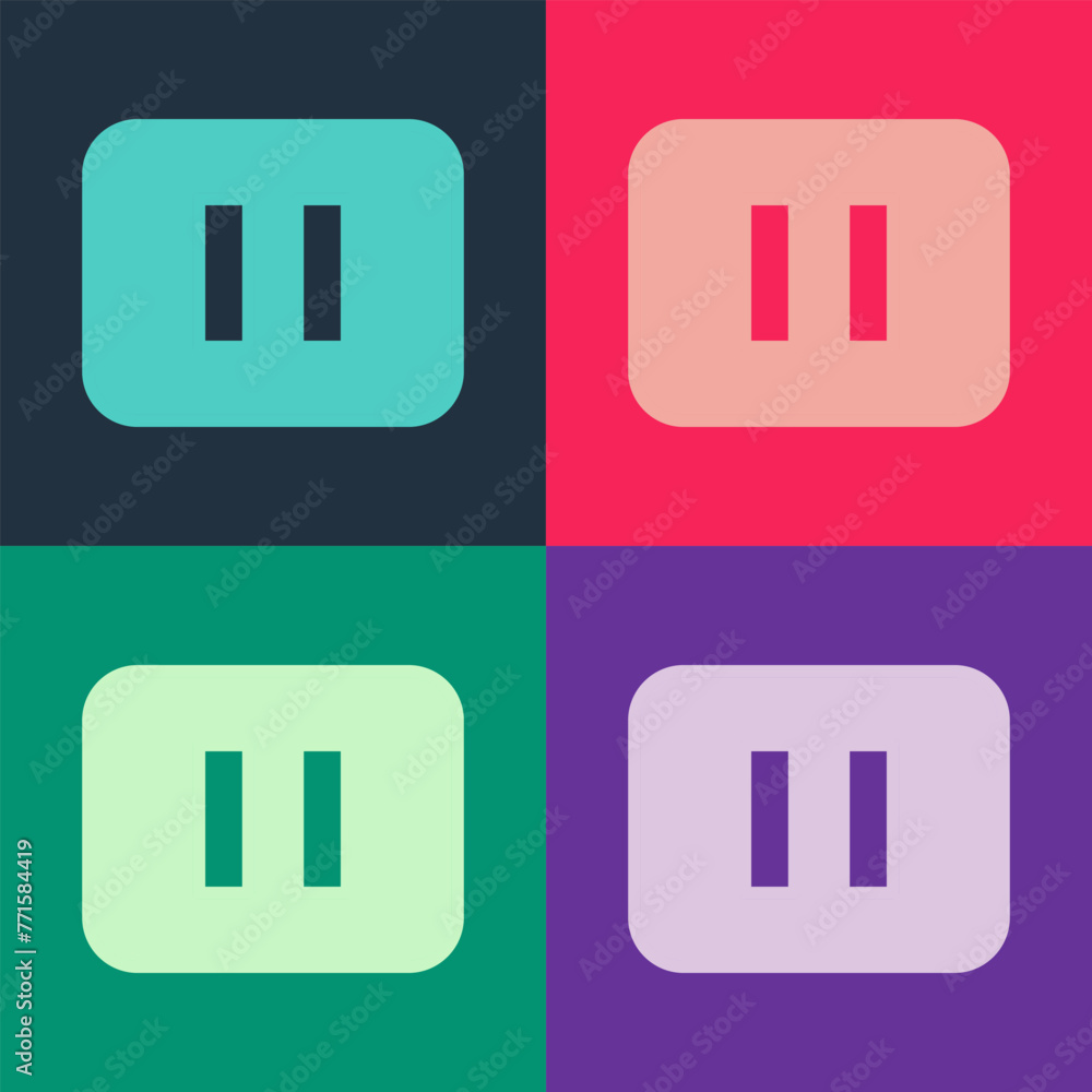 Pop art Pause button icon isolated on color background. Vector Pop art Pause button icon isolated on color background. Vector