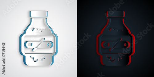 Paper cut Nicotine gum in blister pack icon isolated on grey and black background. Helps calm cravings and reduces anxiety caused by quitting smoking. Paper art style. Vector