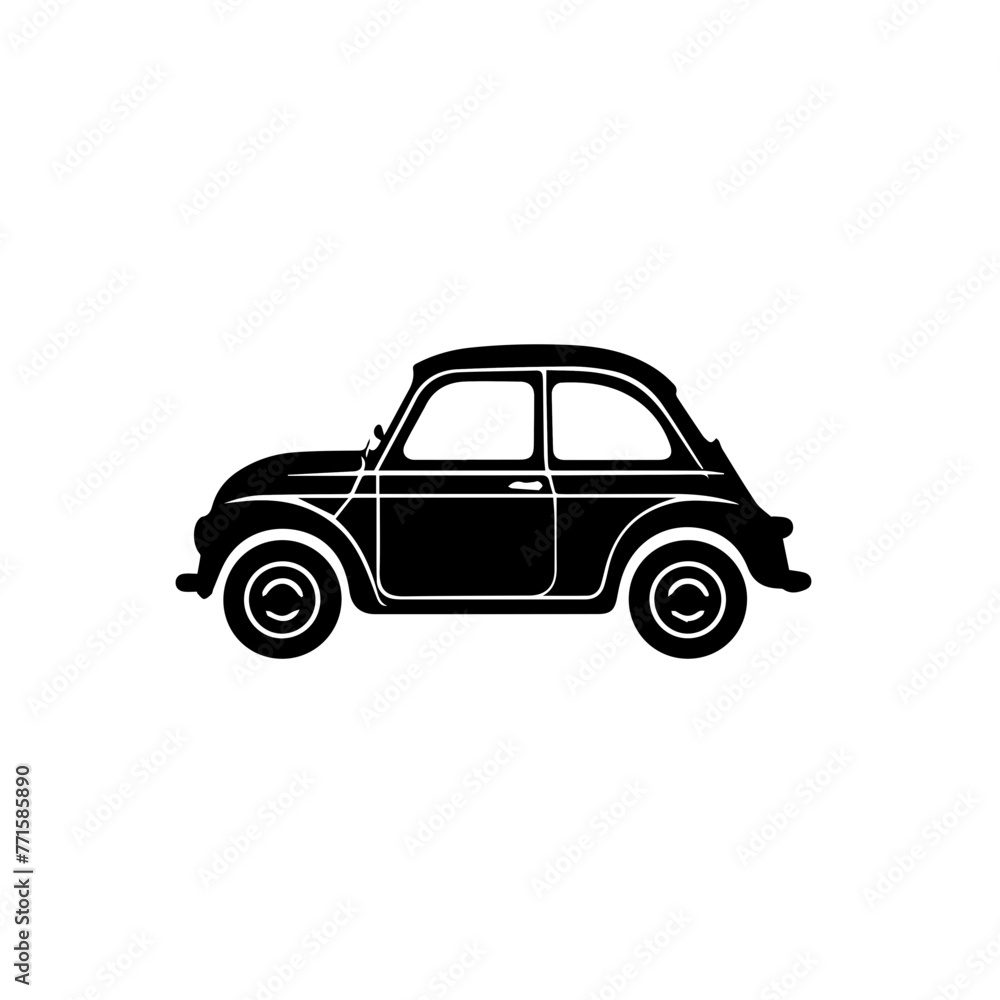Simple black silhouette SVG of a little car, white background 