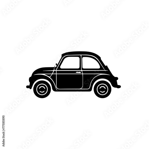 Simple black silhouette SVG of a little car  white background 