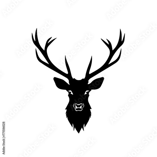 Simple black silhouette SVG of a deer  white background 