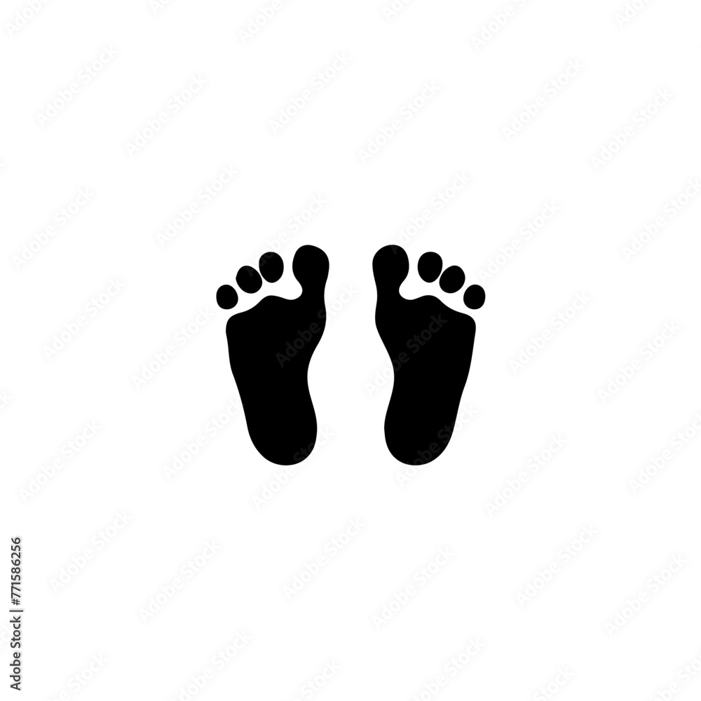 Minimalist vector-style illustration showcasing two baby footprints. black silhouette svg on white background Minimalist vector-style illustration showcasing two baby footprints. black silhouette svg on white background