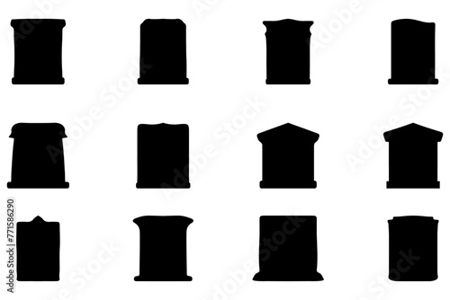 Simple silhouette of headstone icon set