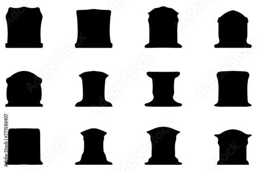 Simple silhouette of headstone icon set