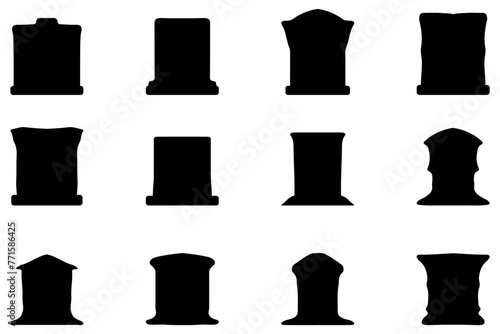 Simple silhouette of headstone icon set