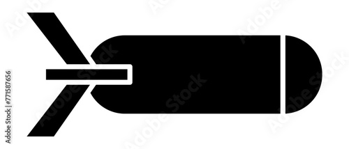 Rocket weapons. Rocket black silhouette icon. Vector illustration isolated on white background.