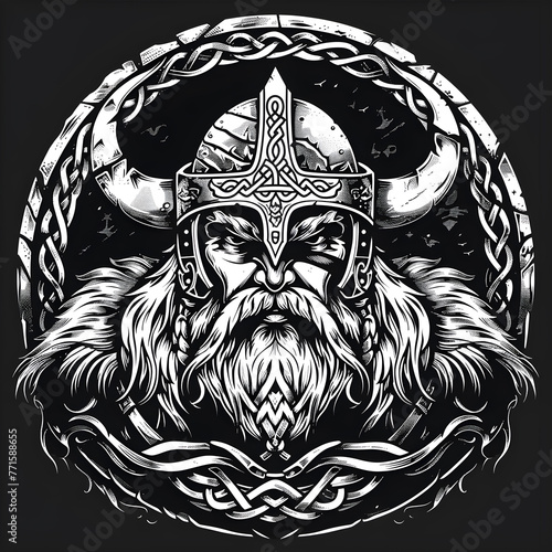 A Legendary Fantasy logo or emblem with an Old Norse Viking Theme