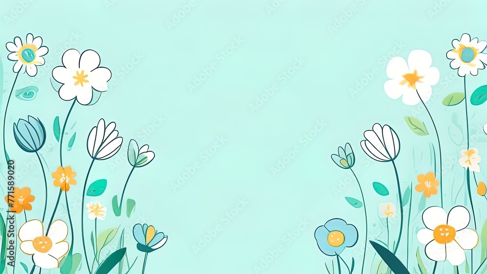 Beautiful Watercolor flowers set over blue background for design