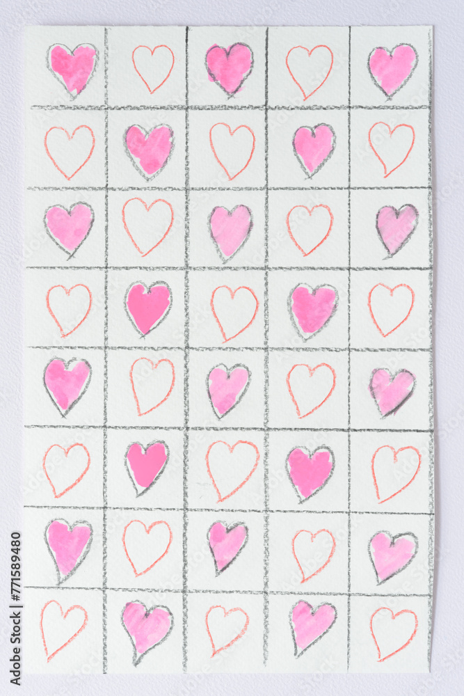 an array of grungy blank and pink hearts an array of grungy blank and pink hearts