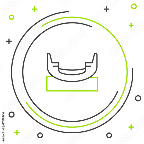 Line Boat swing icon isolated on white background. Childrens entertainment playground. Attraction riding ship, swinging boat. Amusement park. Colorful outline concept. Vector
