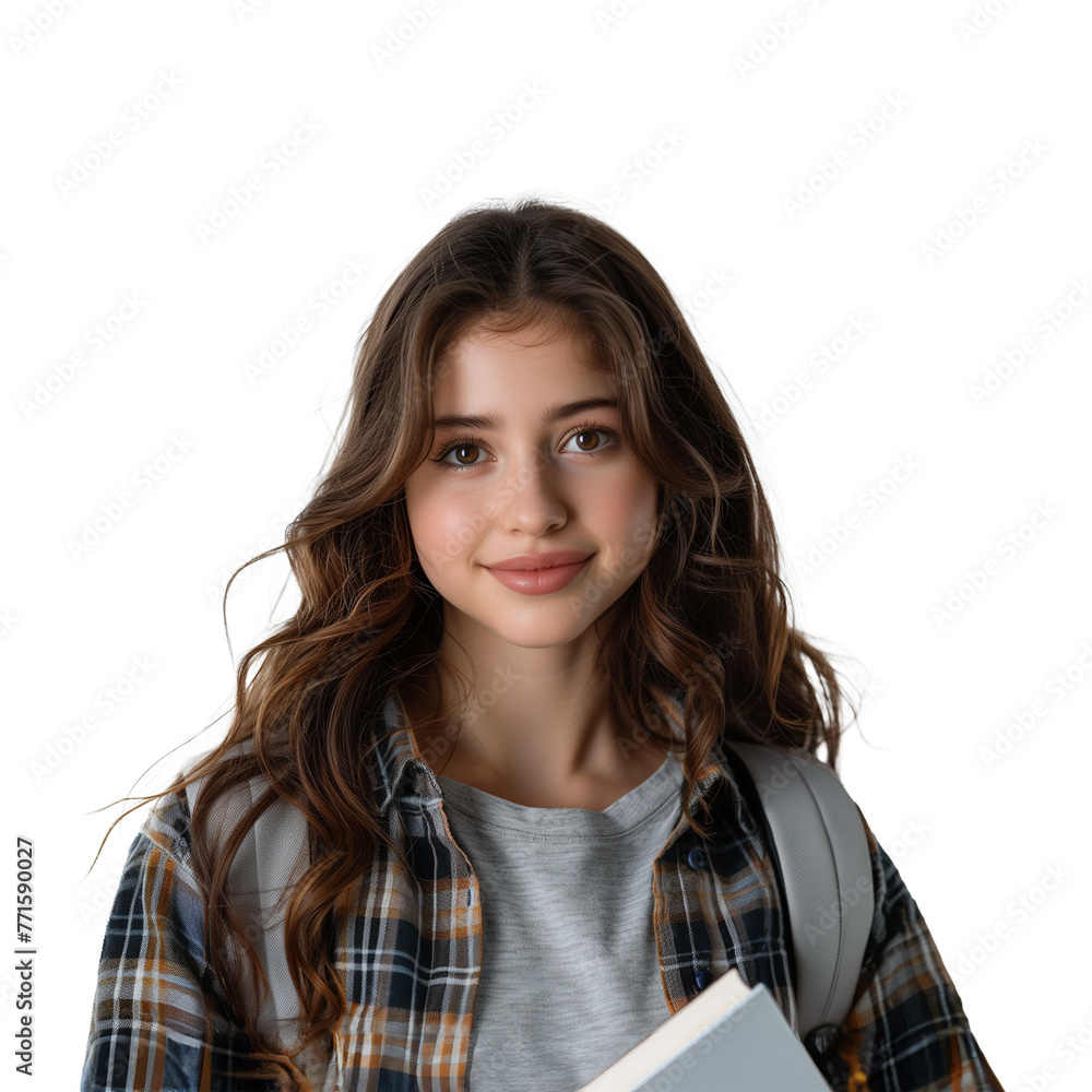 Smiling young student with backpack and book Smiling young student with backpack and book