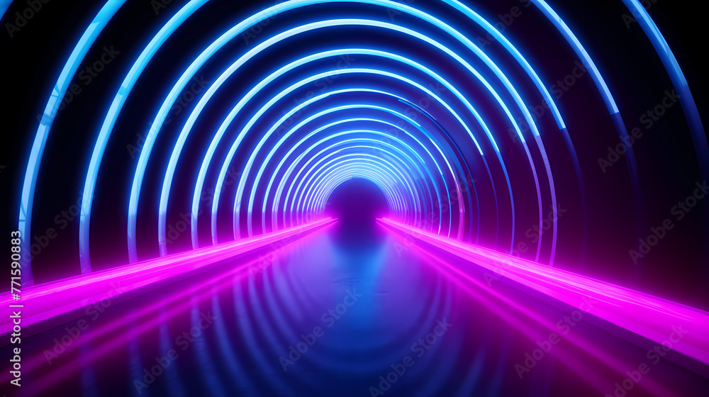 Pink and blue neon tunnel background. Pink and blue neon tunnel background.