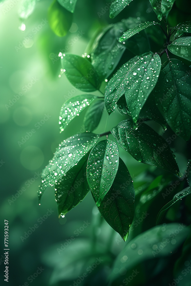 Obraz premium A tranquil emerald-green abstract background, resembling the lush foliage of a serene forest