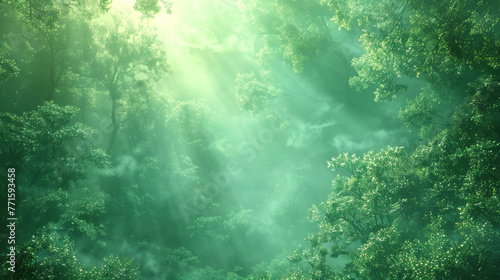 A tranquil emerald-green abstract background  resembling the lush foliage of a serene forest