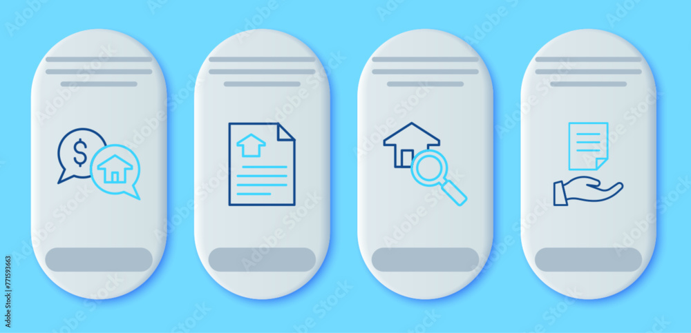 Set line House contract, Search house, Price negotiation and icon. Vector Set line House contract, Search house, Price negotiation and icon. Vector