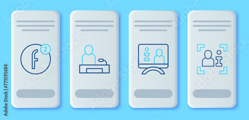Set line Television report, Create account and icon. Vector