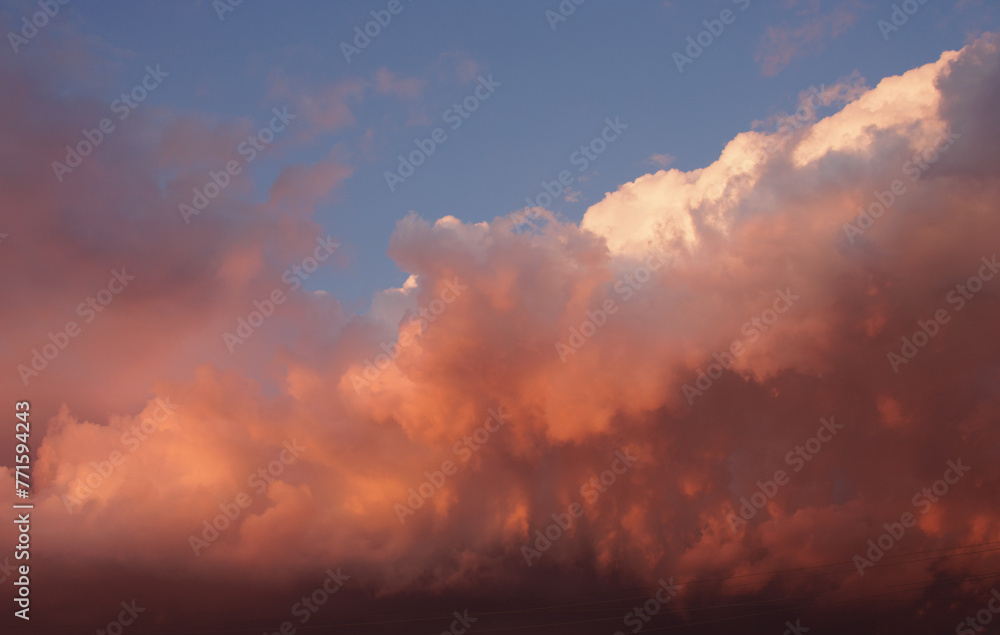 Pink beautiful clouds in the evening Pink beautiful clouds in the evening